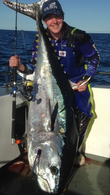 ANGLER: Locki Nichols SPECIES: Southern Bluefin Tuna  WEIGHT: 95kg. LURE: 8" JB Lures Little Dingo.